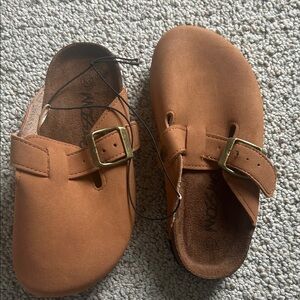 Kids' Tan Buckle Moccasin Slip-Ons